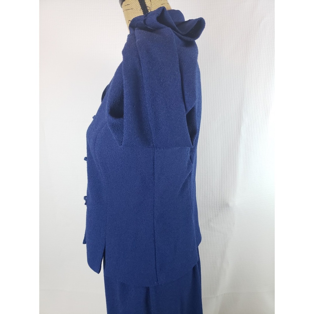 Jessica Howard Petites Womens Skirt Suit Blue Shoulder Pads Med -Large AA207 - Picture 6 of 9